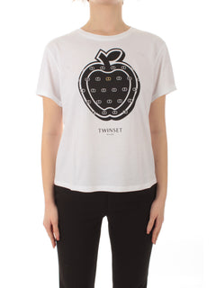 Twinset T-shirt con stampa e logo da donna bianco ottico