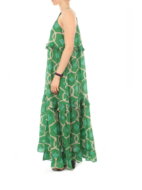 Twinset Actitude abito in mussola stampata da donna fern green tile