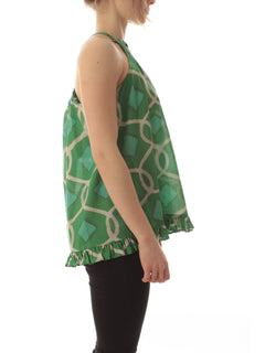 Twinset Actitude top in mussola stampata da donna fern green tile