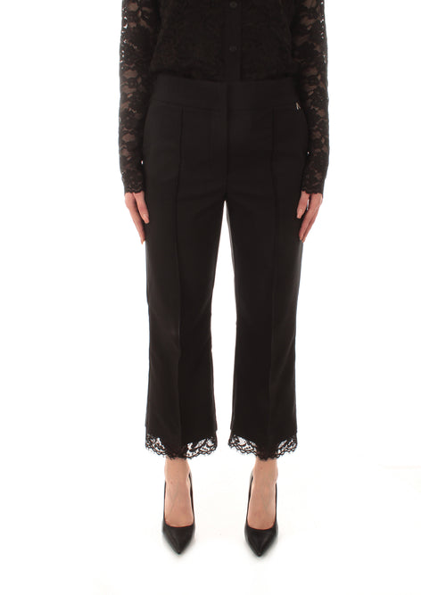 Twinset Actitude pantaloni cropped con pizzo macramè da donna nero