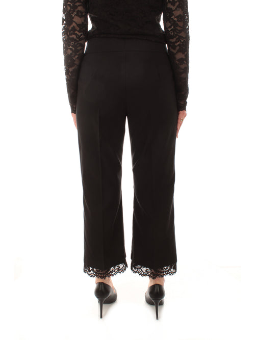 Twinset Actitude pantaloni cropped con pizzo macramè da donna nero
