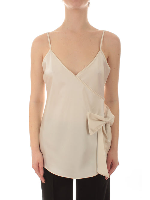 Twinset Actitude top in raso con fiocco da donna chantilly