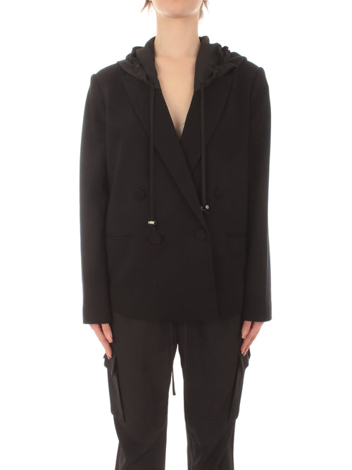 Twinset Actitude giacca blazer con cappuccio da donna nero
