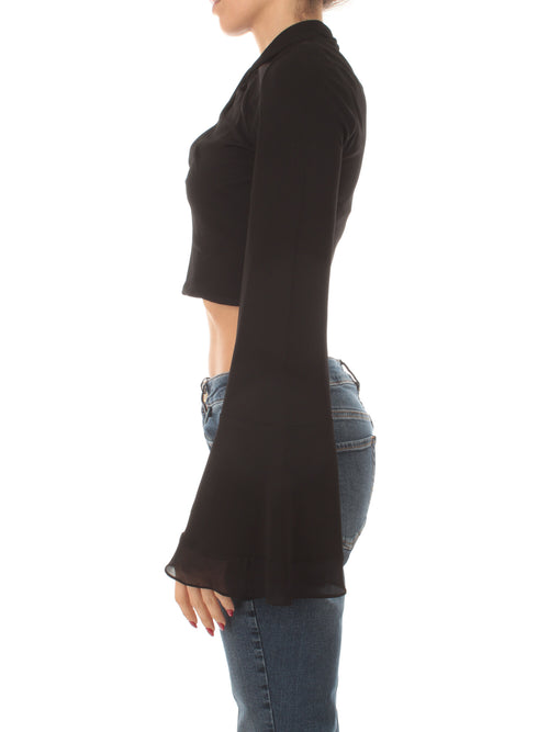 Twinset blusa cropped con drappeggio da donna nero