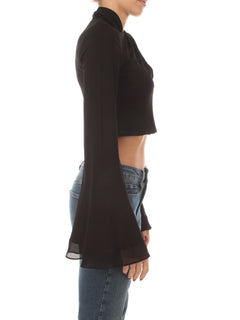 Twinset blusa cropped con drappeggio da donna nero