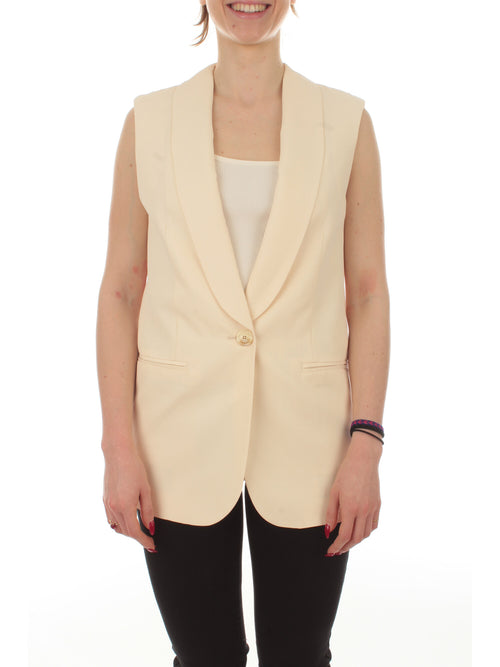Twinset gilet in misto lino da donna parchment
