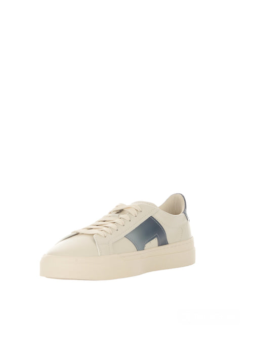 Santoni double buckle sneaker da uomo in pelle bianco/blu