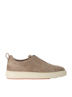 Santoni sneaker slip-on da uomo in suede brown