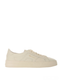 Santoni double buckle sneaker da uomo in pelle martellata white