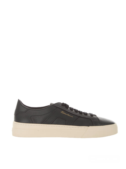 Santoni double buckle sneaker da uomo in pelle blue