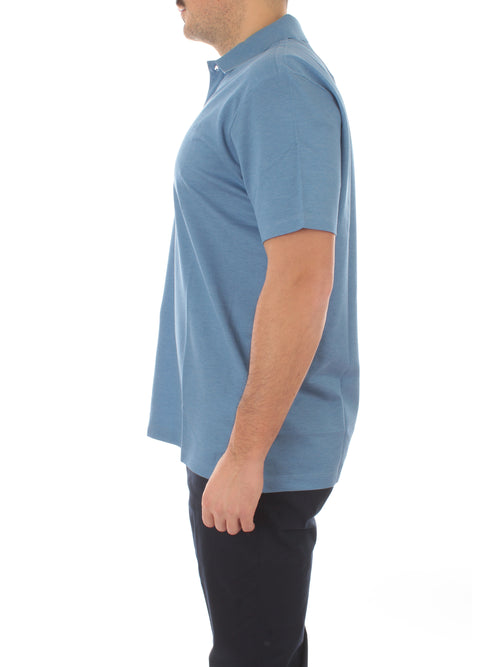 Paul & Shark polo in piqué di cotone da uomo azzurro