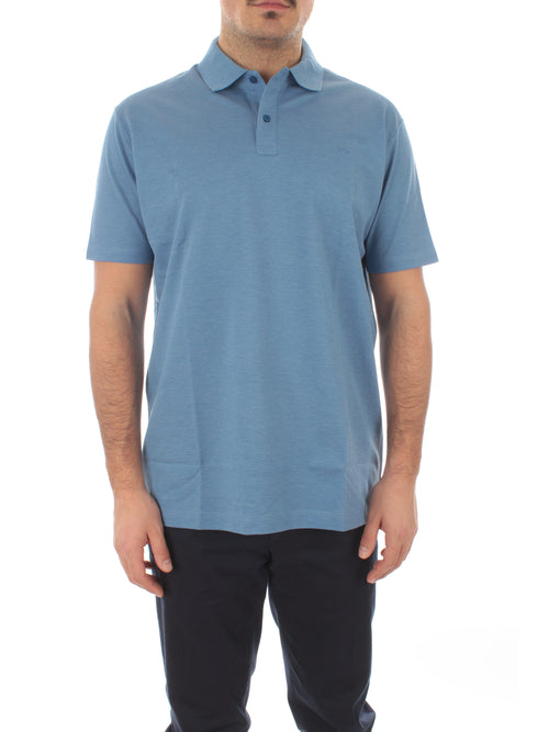 Paul & Shark polo in piqué di cotone da uomo azzurro