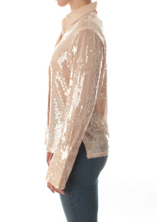 Patrizia Pepe camicia in full paillettes da donna ivory skin