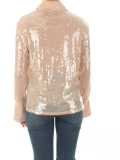Patrizia Pepe camicia in full paillettes da donna ivory skin