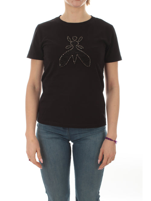 Patrizia Pepe T-shirt con logo Fly da donna nero
