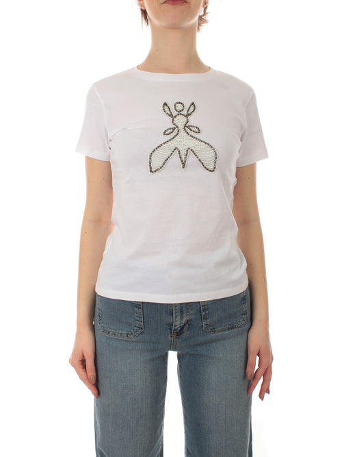 Patrizia Pepe T-shirt con logo Fly da donna bianco ottico