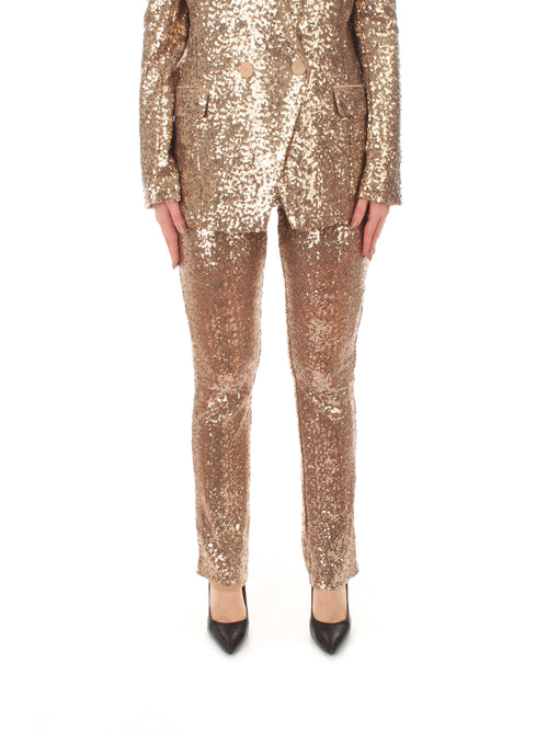 Patrizia Pepe pantalone in full paillettes da donna gold sequins