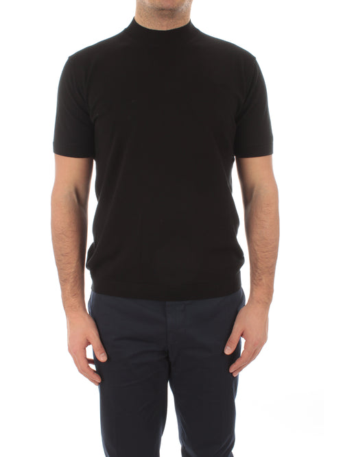 Tagliatore t-shirt lupetto a manica corta in cotone da uomo nero