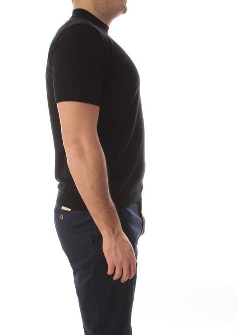 Tagliatore t-shirt lupetto a manica corta in cotone da uomo nero