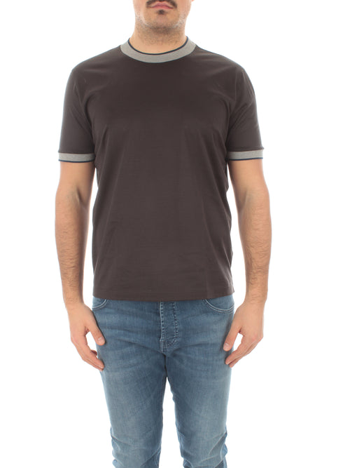 Bruto t-shirt girocollo con bordi a contrasto da uomo antracite