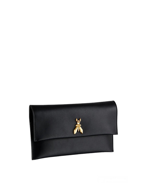 Patrizia Pepe pochette in pelle con tracolla da donna black/light gold