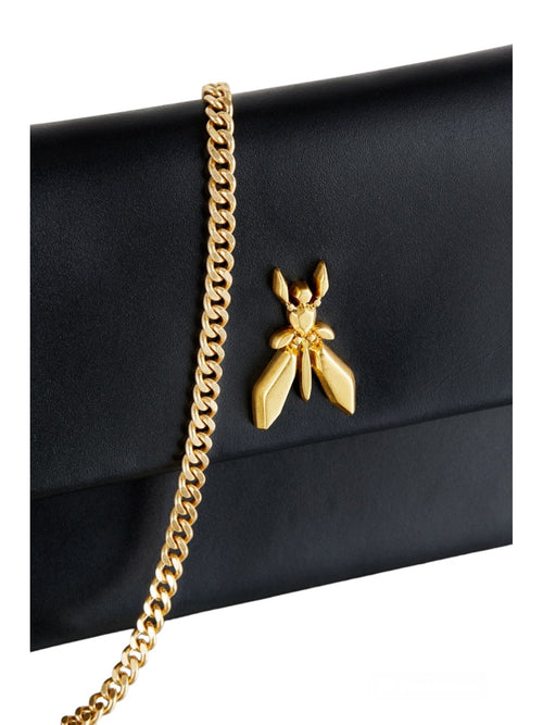 Patrizia Pepe pochette in pelle con tracolla da donna black/light gold