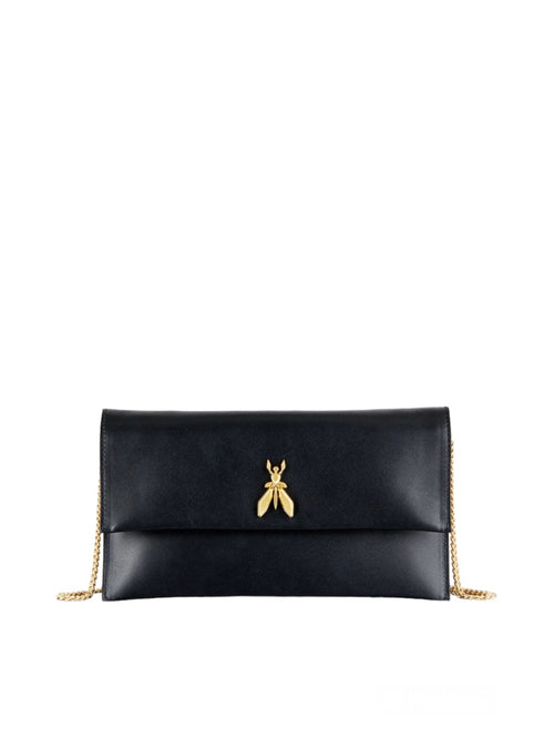 Patrizia Pepe pochette in pelle con tracolla da donna black/light gold