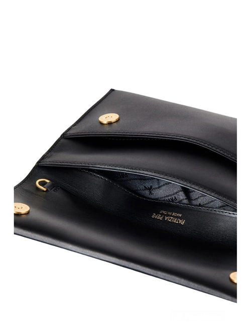 Patrizia Pepe pochette in pelle con tracolla da donna black/light gold