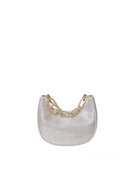 Twinset borsa 'mini croissant' party con Oval T da donna silver