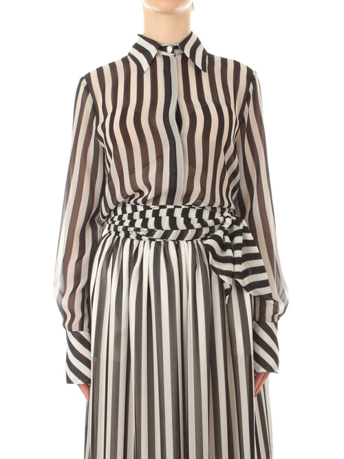 Atelier Legora camicia a righe in crêpe di viscosa da donna bianco/nero