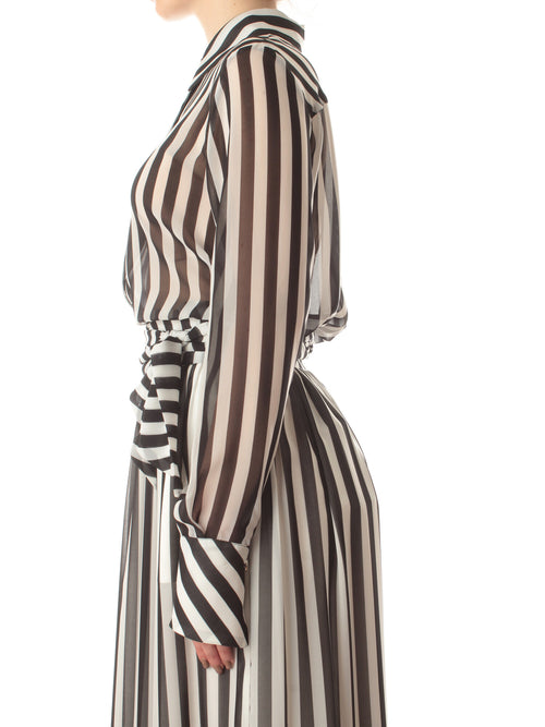 Atelier Legora camicia a righe in crêpe di viscosa da donna bianco/nero