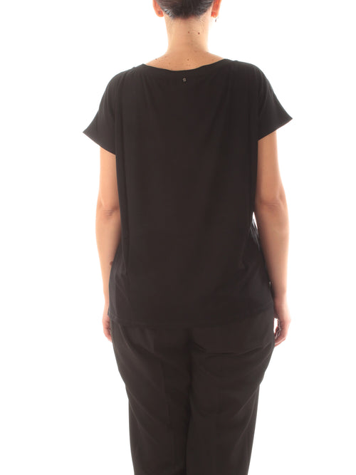 Marina Rinaldi Sport FIORIRE T-shirt in jersey crepe da donna nero