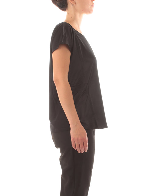 Marina Rinaldi Sport FIORIRE T-shirt in jersey crepe da donna nero