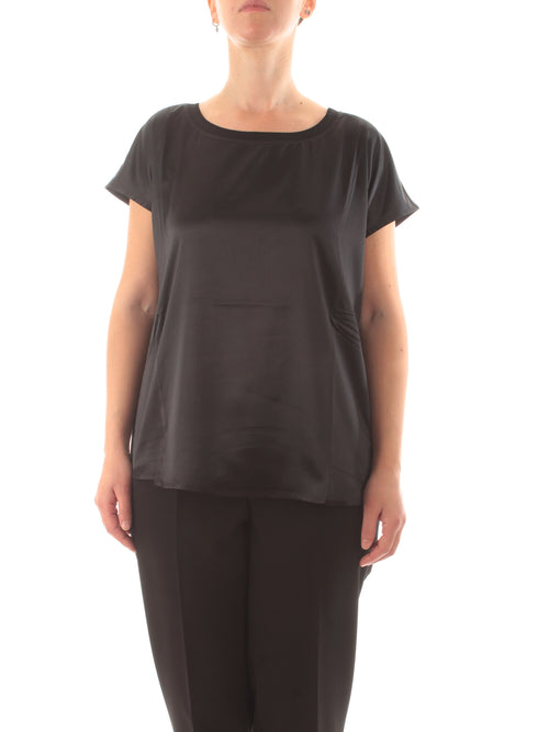 Marina Rinaldi Sport FIORIRE T-shirt in jersey crepe da donna nero