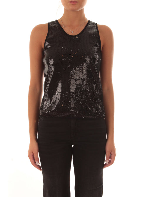 Emme Marella veneto top in paillettes da donna nero