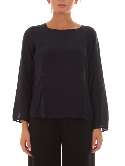 Emme Marella ARABIA blusa in seta da donna blu peacot