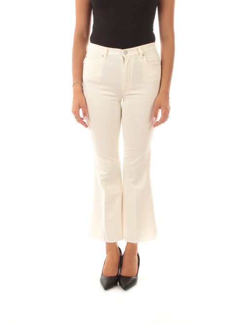 (+) People jeans Ingrid cropped flare bianco da donna