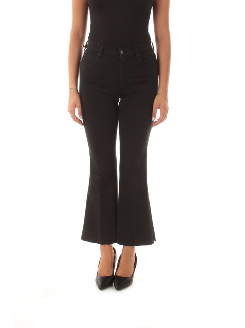 (+) People jeans Ingrid cropped flare da donna nero