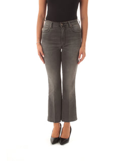 (+) People jeans Ingrid cropped flare grigio da donna