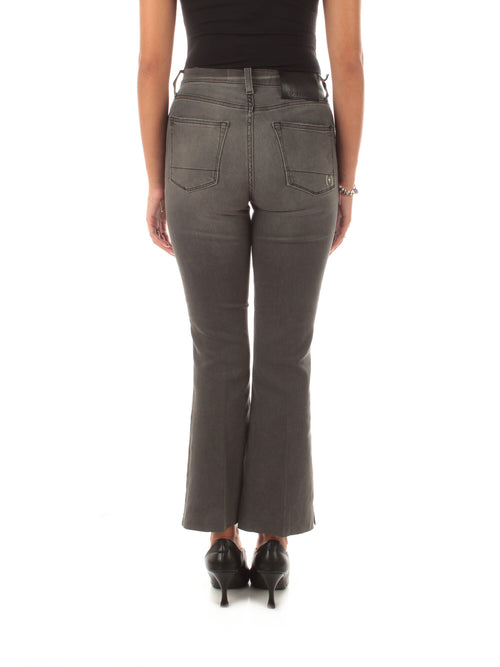 (+) People jeans Ingrid cropped flare grigio da donna