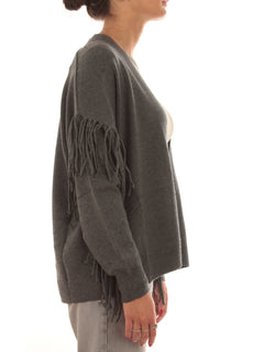 Emme Marella REUMA cardigan con frange da donna grigio scuro