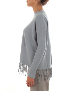 Emme Marella ALPACA maglia con frange da donna arctic sky