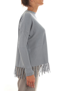 Emme Marella ALPACA maglia con frange da donna arctic sky