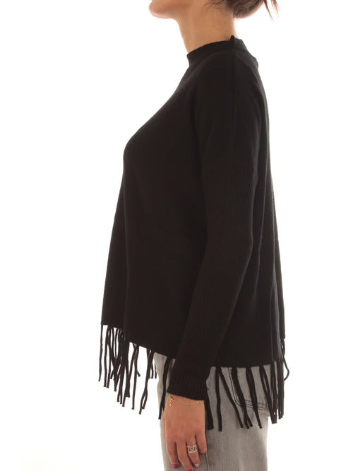 Emme Marella ALPACA maglia con frange da donna black