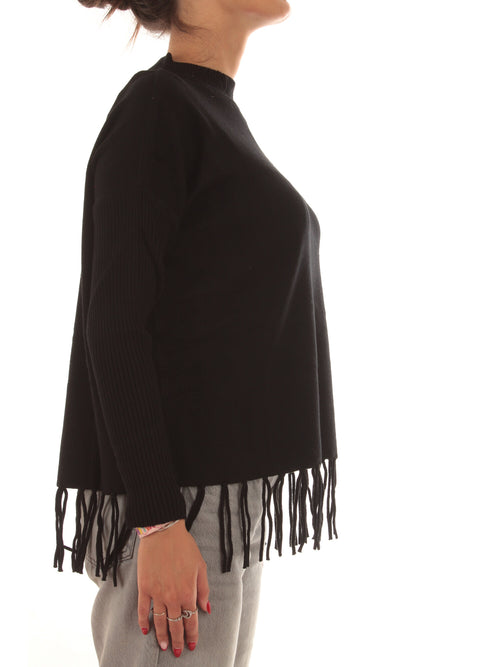 Emme Marella ALPACA maglia con frange da donna black