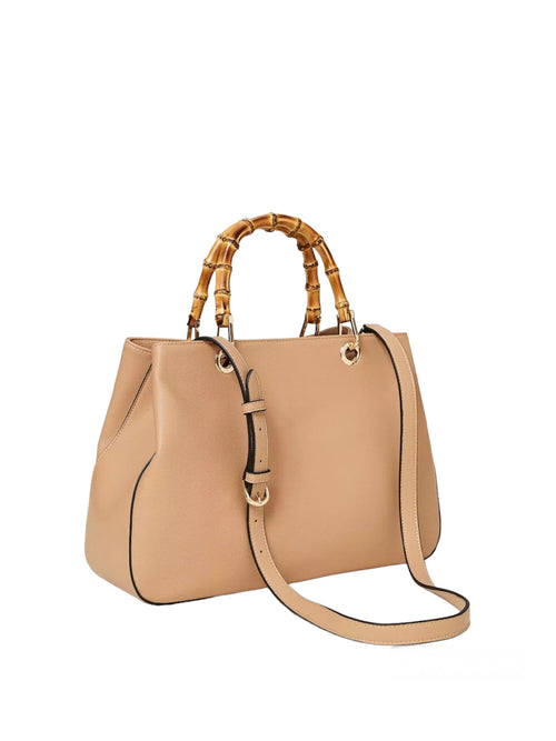 Twinset borsa shopper 'Florence' con manici in bambù da donna marrone hazelnut