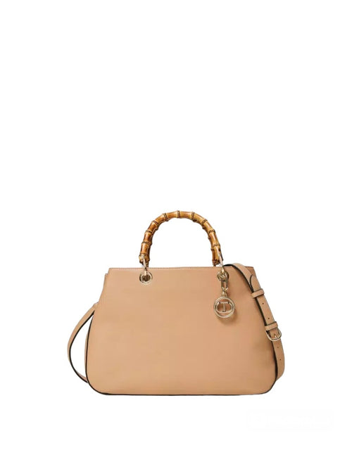 Twinset borsa shopper 'Florence' con manici in bambù da donna marrone hazelnut