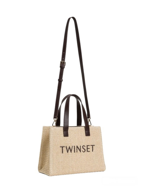 Twinset tote bag in paglia con tracolla da donna