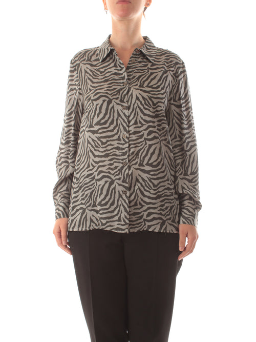 Gaia Life camicia stampa animalier da donna grigio medio