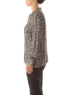 Gaia Life camicia stampa animalier da donna grigio medio